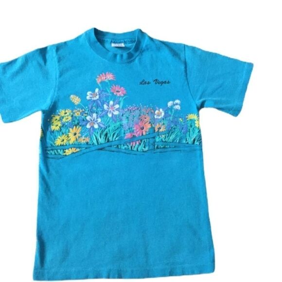 Anvil Tops - Vintage floral Las Vegas tee shirt grandma tourist